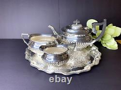 Vintage Sheffield Silver Plate Tea Service Set with Birks Regency Plate 12 Tray