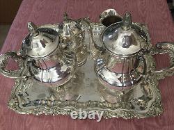 Vintage Sheridan 4 piece Coffee & Tea Set w Footed Tray Heavy quality