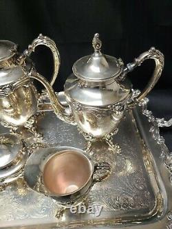 Vintage Sheridan Fancy Coffee & Tea Set with Footed Tray 5 Piece Heavy Quality