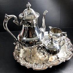 Vintage Sheridan Silver Co. Silver on Copper 4 Pcs Silver Plated Tea Set footed
