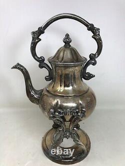 Vintage Sheridan Silver On Copper Tilt Tea Pot Coffee With Stand