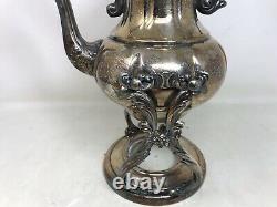 Vintage Sheridan Silver On Copper Tilt Tea Pot Coffee With Stand