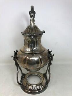 Vintage Sheridan Silver On Copper Tilt Tea Pot Coffee With Stand