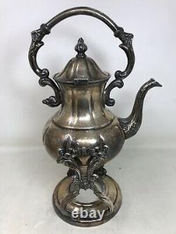 Vintage Sheridan Silver On Copper Tilt Tea Pot Coffee With Stand