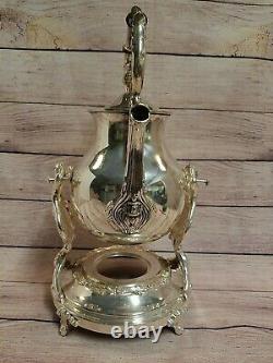 Vintage Sheridan Silver On Copper Tilting Tilt Tea Pot Coffee With Stand Cottage