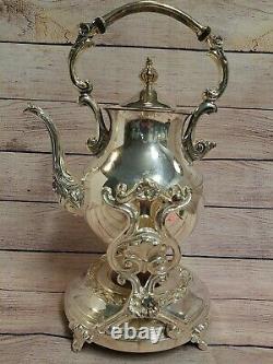 Vintage Sheridan Silver On Copper Tilting Tilt Tea Pot Coffee With Stand Cottage