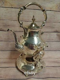 Vintage Sheridan Silver On Copper Tilting Tilt Tea Pot Coffee With Stand Cottage