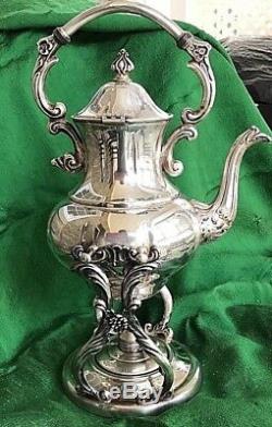Vintage Sheridan Silver on Copper Tilt Tea Pot or Coffee Stand & Warmer Burner