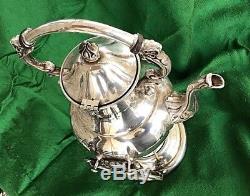 Vintage Sheridan Silver on Copper Tilt Tea Pot or Coffee Stand & Warmer Burner