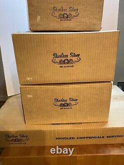 Vintage Sheridan Silver plate Coffee & Tea Serving Set With Tray Open Box 23 Lbs
