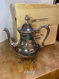 Vintage Sheridan Silver plate Coffee & Tea Serving Set With Tray Open Box 23 Lbs