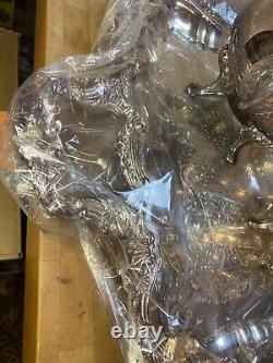 Vintage Sheridan Silver plate Coffee & Tea Serving Set With Tray Open Box 23 Lbs