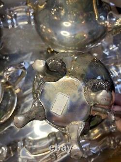 Vintage Sheridan Silver plate Coffee & Tea Serving Set With Tray Open Box 23 Lbs