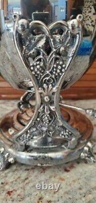 Vintage Silver On Copper Tilting Tea Pot With Burner. Crown Marked. OBO