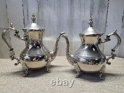 Vintage Silver Plate 5 Piece Tea or Coffee Set on Butler Tray Creamer & Sugar