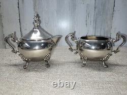 Vintage Silver Plate 5 Piece Tea or Coffee Set on Butler Tray Creamer & Sugar