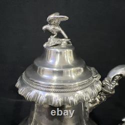 Vintage Silver Plate Coffee Pot Inserted Pearls 1858 Length 16.5 Inches