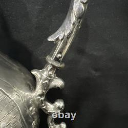 Vintage Silver Plate Coffee Pot Inserted Pearls 1858 Length 16.5 Inches