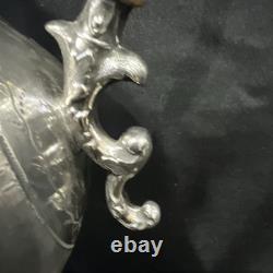 Vintage Silver Plate Coffee Pot Inserted Pearls 1858 Length 16.5 Inches