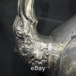 Vintage Silver Plate Coffee Pot Inserted Pearls 1858 Length 16.5 Inches