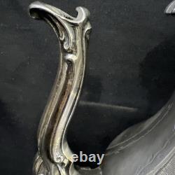 Vintage Silver Plate Coffee Pot Inserted Pearls 1858 Length 16.5 Inches