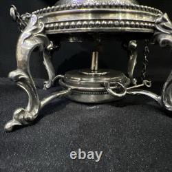 Vintage Silver Plate Coffee Pot Inserted Pearls 1858 Length 16.5 Inches