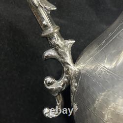 Vintage Silver Plate Coffee Pot Inserted Pearls 1858 Length 16.5 Inches