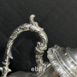 Vintage Silver Plate Coffee Pot Inserted Pearls 1858 Length 16.5 Inches