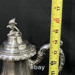 Vintage Silver Plate Coffee Pot Inserted Pearls 1858 Length 16.5 Inches