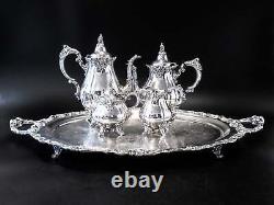 Vintage Silver Plate Coffee Tea Service Set With Tray Baroque By Wallace