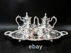 Vintage Silver Plate Coffee Tea Set With Tray And Dust Bags Towle