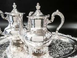 Vintage Silver Plate Coffee Tea Set With Tray And Dust Bags Towle