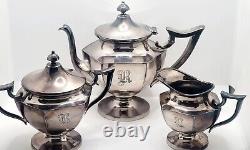 Vintage Silver Plate Monogrammed R Tea Service Set of 3