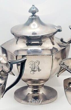 Vintage Silver Plate Monogrammed R Tea Service Set of 3