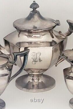 Vintage Silver Plate Monogrammed R Tea Service Set of 3