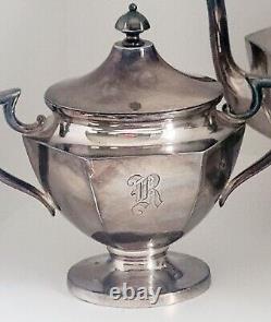 Vintage Silver Plate Monogrammed R Tea Service Set of 3