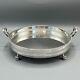 Vintage Silver Plate Round Gallery Serving Drinks Tray Lion Paw Feet Handles Tea