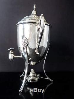 Vintage Silver Plate Samovar Urn Coffee Tea Warmer Hot Water Dispenser And Burne
