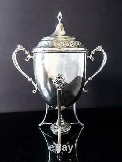 Vintage Silver Plate Samovar Urn Coffee Tea Warmer Hot Water Dispenser And Burne