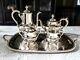 Vintage Silver Plate Tea Coffee Set With Tray And Dust Bags Poole Silver Co