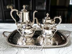 Vintage Silver Plate Tea Coffee Set With Tray And Dust Bags Poole Silver Co