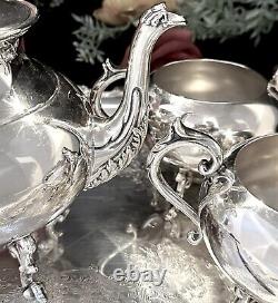 Vintage Silver Plate Tea Service American Rose Wilcox Silver Tea Set 5 Pcs Set