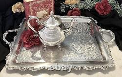 Vintage Silver Plate Tea Service American Rose Wilcox Silver Tea Set 5 Pcs Set