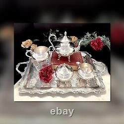 Vintage Silver Plate Tea Service American Rose Wilcox Silver Tea Set 5 Pcs Set