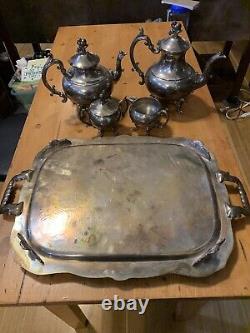 Vintage Silver Plate Tea Service Butlers Tray Coffee