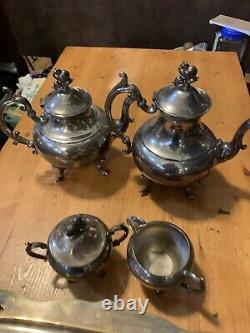 Vintage Silver Plate Tea Service Butlers Tray Coffee