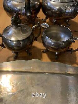 Vintage Silver Plate Tea Service Butlers Tray Coffee