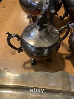 Vintage Silver Plate Tea Service Butlers Tray Coffee