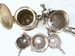 Vintage Silver Plate Tea Service Set Berry Finial Goldfeder Silver Co Gorgeous