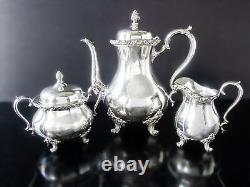 Vintage Silver Plate Tea Set Coffee Service Du Barry Floral Wilcox IS